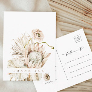 Cartão Postal Protea Selvagem Boho Pampas Grama Casamento Obriga