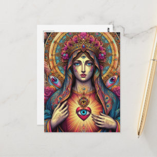 Cartão Postal Proteção Contra o Mal Sagrado Coração de Maria
