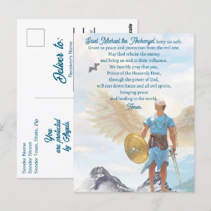 Cartão Postal Proteção do Arcanjo São Miguel Oração Moderna