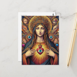 Cartão Postal Proteção Psicodélica de Maria contra o Mal Colorid