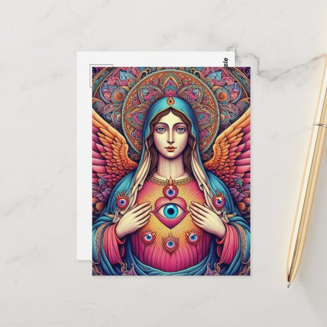 Cartão Postal  Protection From Evil Sacred Heart Of Mary (Frente/Verso In Situ)