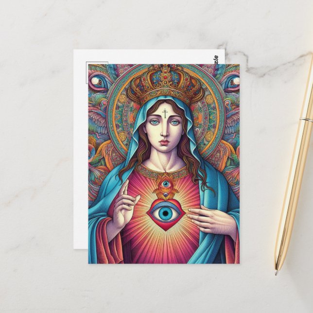 Cartão Postal  Protection From Evil Sacred Heart Of Mary (Frente/Verso In Situ)