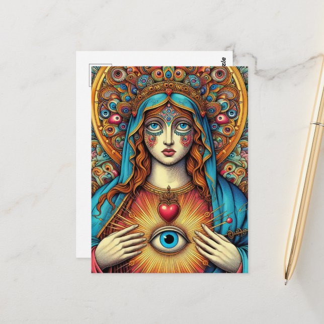 Cartão Postal  Protection From Evil Sacred Heart Of Mary (Frente/Verso In Situ)