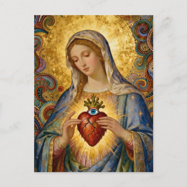 Cartão Postal  Protection From Evil Sacred Heart Of Mary (Frente)