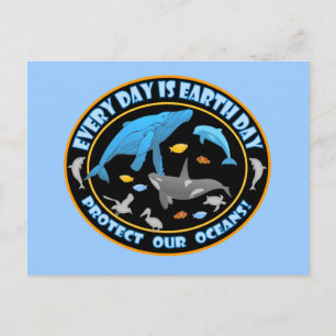 Cartão Postal Proteger o Dia da Terra dos Nossos Oceanos