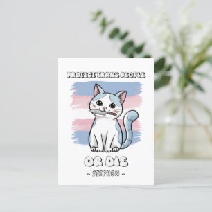 Cartão Postal Proteger Pessoas Trans ou Morrer - Gato Fierce