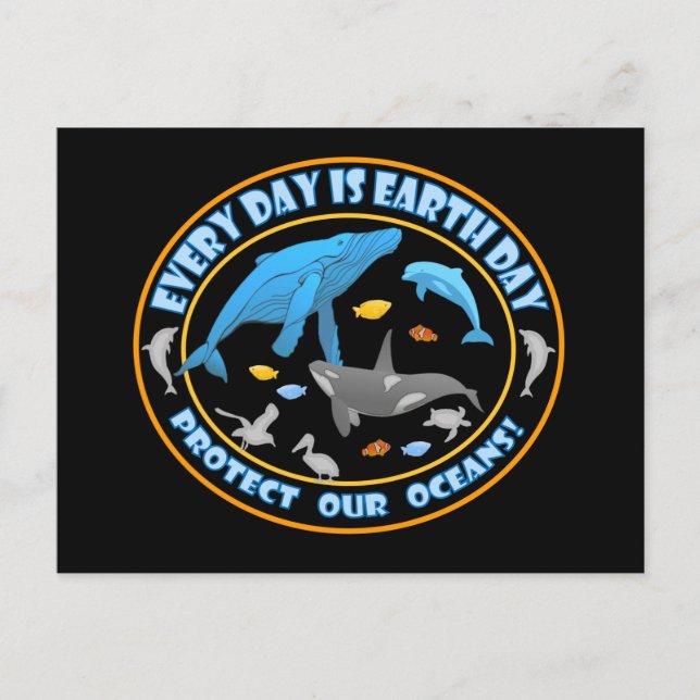 Cartão Postal Proteja Nossos Oceanos Dia da Terra (Frente)