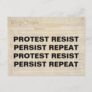 Cartão Postal Protesto resiste insista Repita as Pessoas