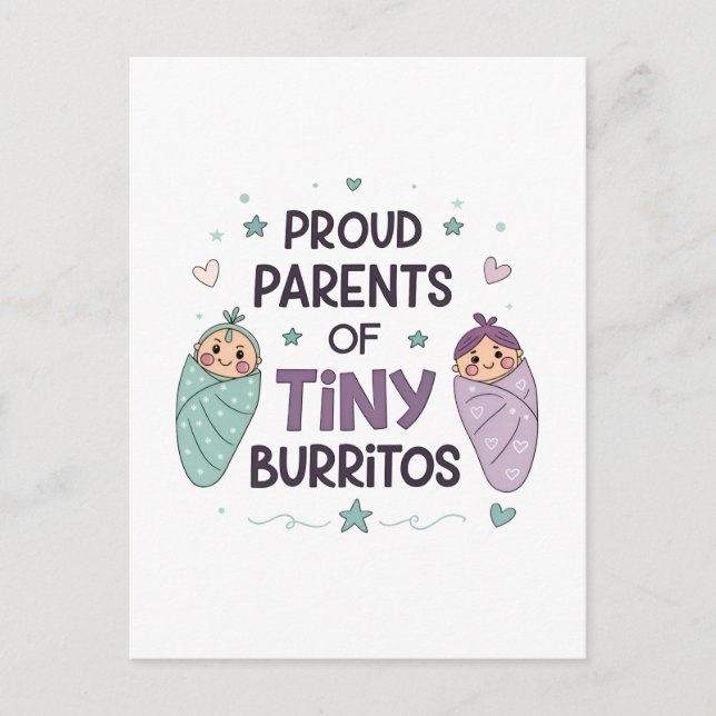Cartão Postal Proud Parents of Tiny Burritos Art (Frente)