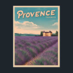 Cartão Postal Proveniência da viagens vintage França Retrocêntri<br><div class="desc">Mergulhe na beleza encantadora de Provença,  França,  com essa viagens vintage temática. Inspirada na idade do ouro,  essa design capta o alento eterno dos icônicos campos de lavanda da Provença em uma estética retrógrada de posteres de viagens clássicos de ontem.</div>