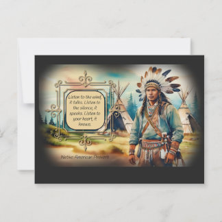 Cartão Postal Provérbio indígena americano - ouça o vento