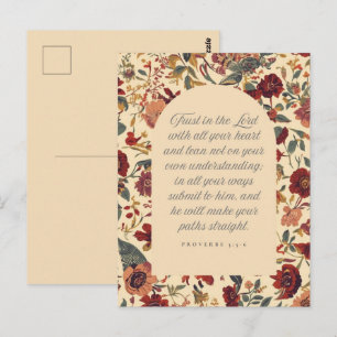 Cartão Postal Provérbios 3:5–6 Confie no Senhor Floral Vintage