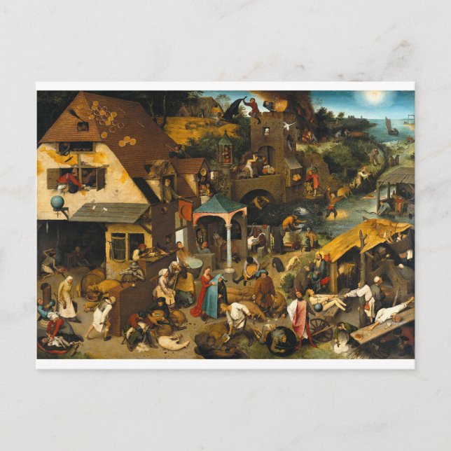 Cartão Postal Provérbios holandeses de Pieter Bruegel, o Velho (Frente)