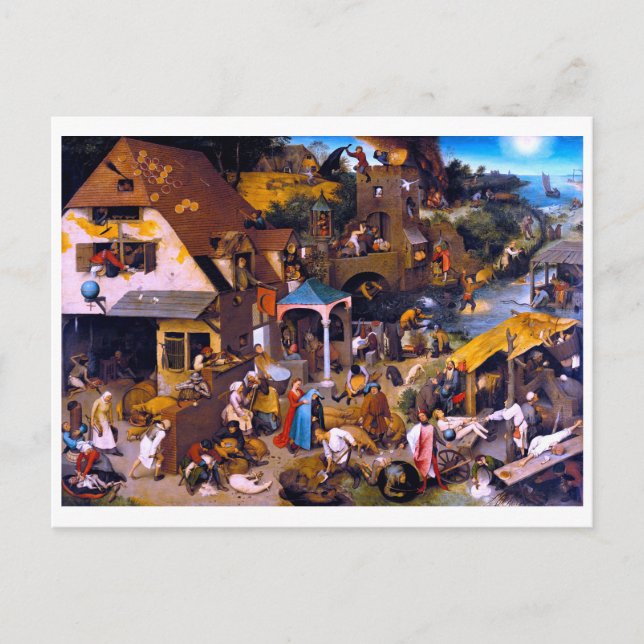 Cartão Postal Provérbios Países Baixos, Pieter Bruegel, o Velho (Frente)