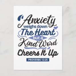Cartão Postal Proverbs 12:25 Bible Verse – Kind Word Art