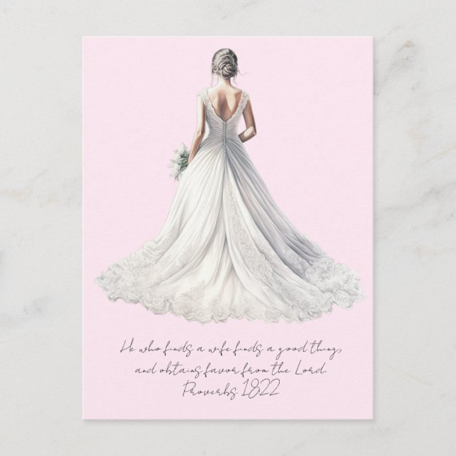 Cartão Postal Proverbs 18:22 Wedding Greeting Card (Frente)