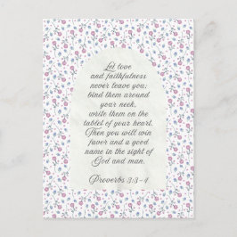 Cartão Postal Proverbs 3:3–4 Floral Scripture 