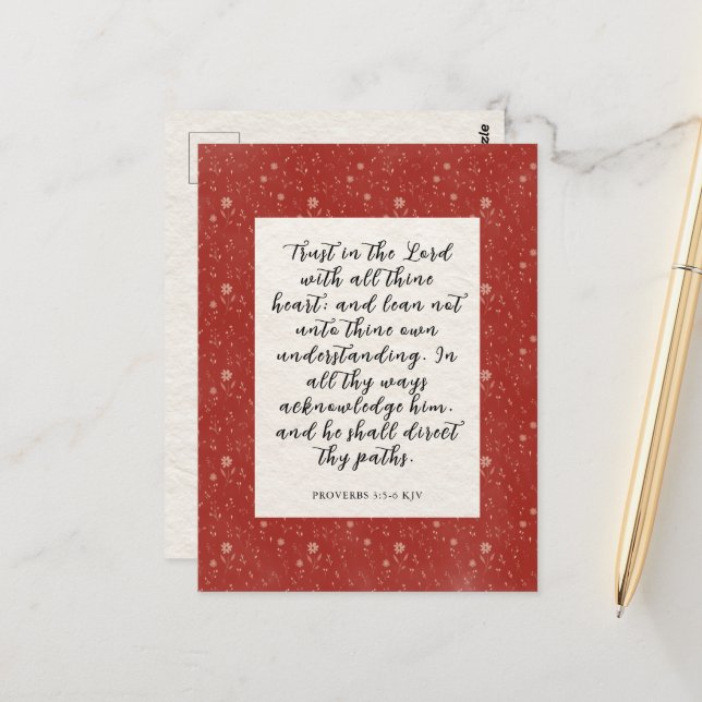 Cartão Postal Proverbs 3:5-6 Imagem Versa da Bíblia KJV (Frente/Verso In Situ)