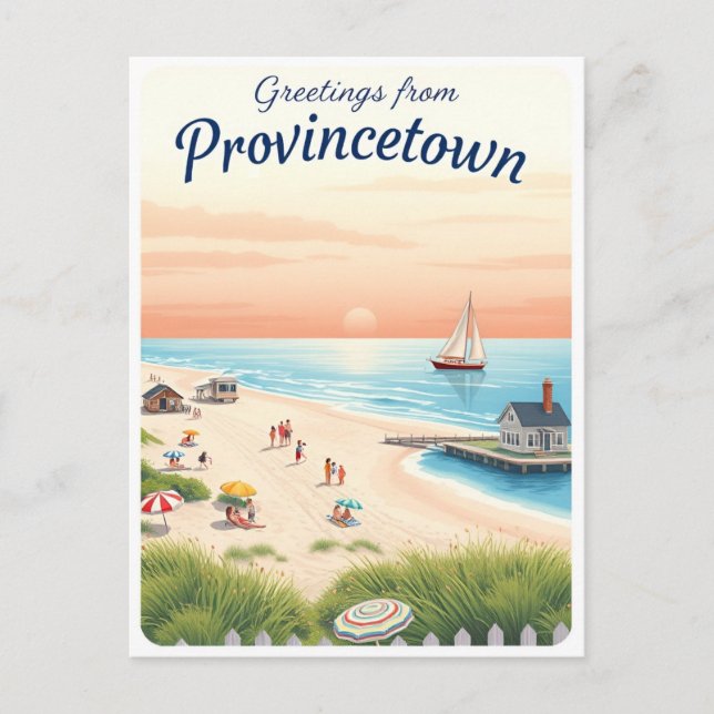 Cartão Postal Provincetown, Massachusetts – Cape Cod Beaches (Frente)