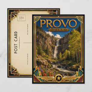 Cartão Postal Provo Utah Arte Deco Vintage Era de Ouro