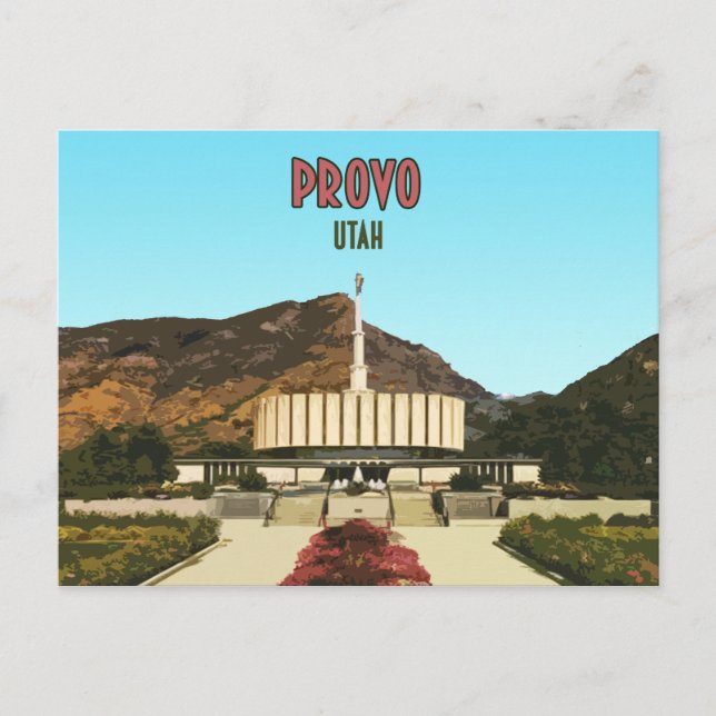 Cartão Postal Provo Utah Temple Vintage (Frente)