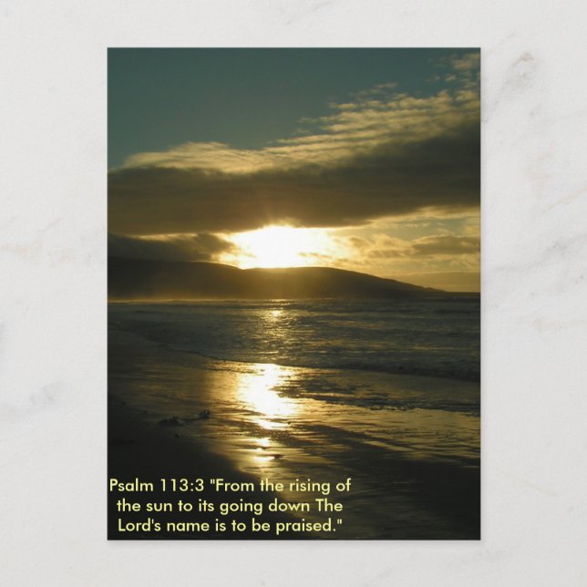 Cartão Postal Psalm 113:3 sunset bible text (Frente)