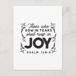 Cartão Postal Psalm 126:5 Scripture Typography – Reap in Joy
