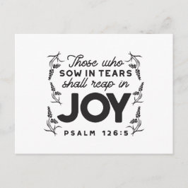 Cartão Postal Psalm 126:5 Scripture Typography – Reap in Joy