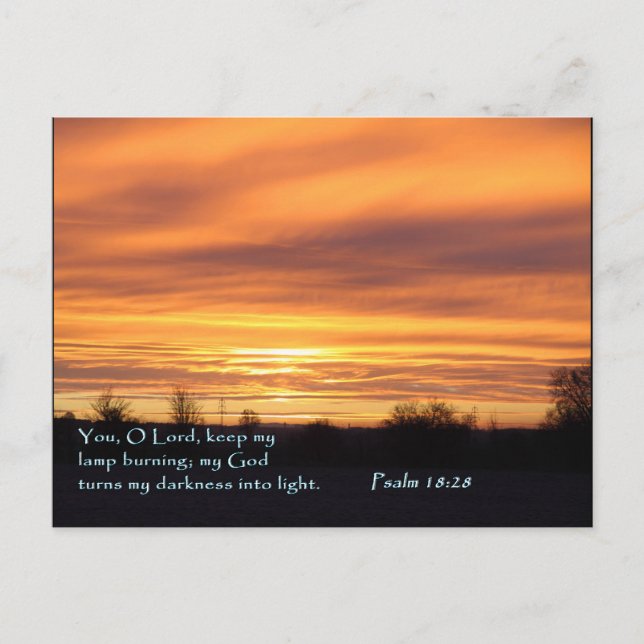 Cartão Postal Psalm 18:28 Sunrise (Frente)