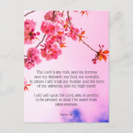 Cartão Postal Psalm 18, Cherry blossom Christian postcard