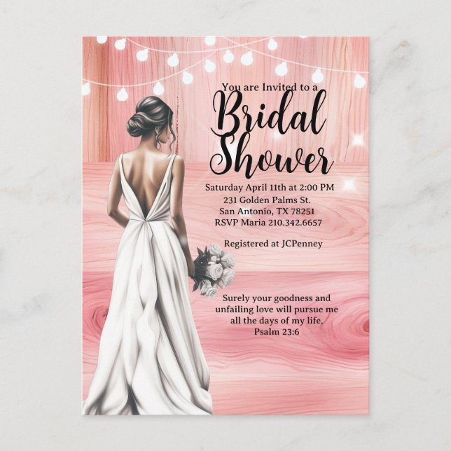 Cartão Postal Psalm 23:6 Bridal Shower Invitation  (Frente)