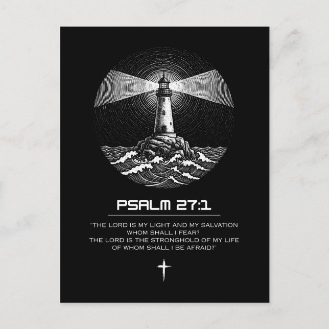 Cartão Postal Psalm 27:1 Bible Verse Tshirt | Christian (Frente)