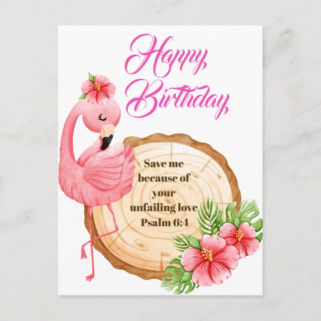 Cartão Postal Psalm 6:4 Christian Birthday Greetings (Frente)