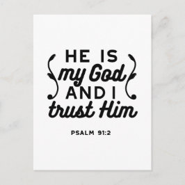 Cartão Postal Psalm 91:2 – Trust in God Christian Bible Verse