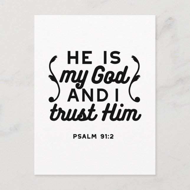 Cartão Postal Psalm 91:2 – Trust in God Christian Bible Verse (Frente)