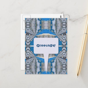 Cartão Postal Psicodélico - Padrão e Texto Fraturais Divertidos