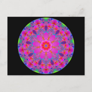 Cartão Postal Psicodélico rosa Mandala