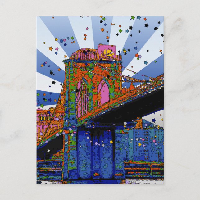 Cartão Postal Psychedelic NYC: Ponte Brooklyn nº 2 (Frente)
