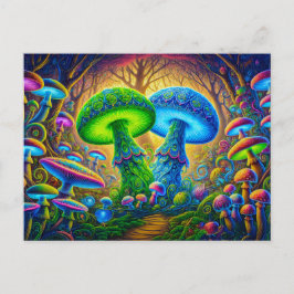 Cartão Postal Psychedelic Wonderland Mystical Mushroom Fantasy