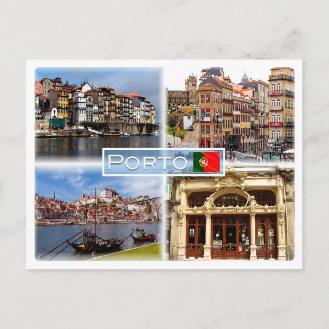 Cartão Postal PT Ribeira - Uma Rua no Porto - Rio Douro - (Frente)