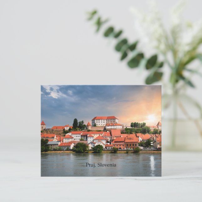 Cartão Postal Ptuj, fotografia de paisagem urbana da Eslovênia (Em pé/Frente)