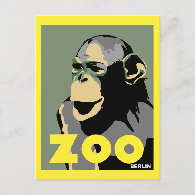 Cartão Postal Publicidade de viagem de macaco do Zoo Berlin (Frente)