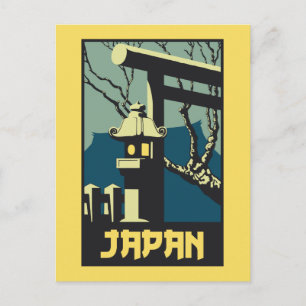 Cartão Postal Publicidade de viagem do Japão no estilo de vinta
