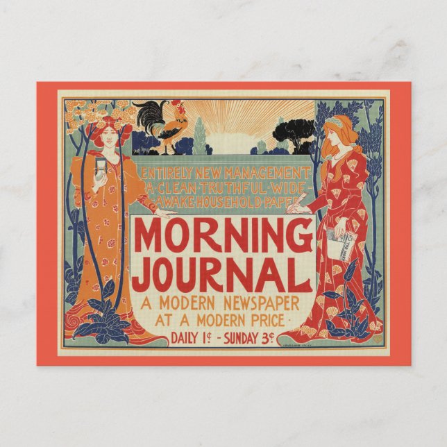 Cartão Postal Publicidade do jornal americano art nouveau (Frente)