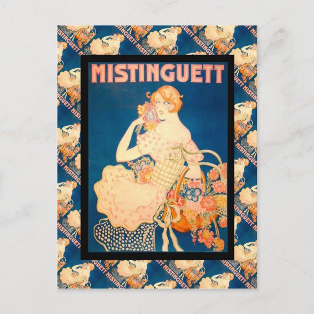 Cartão Postal Publicidade francesa Vintage, Mistinguett (Frente)