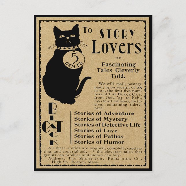 CARTÃO POSTAL PUBLICIDADE "GATO PRETO" PARA AMANTES HISTÓRICOS (Frente)