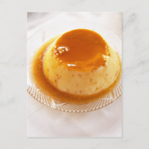 Cartão Postal Pudim de creme caramel com caramelo