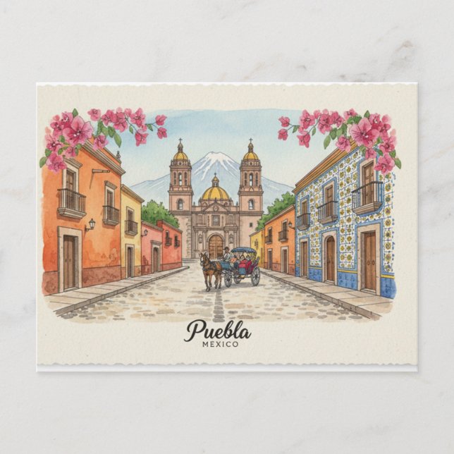 Cartão Postal Puebla México, Cartão-postal (Frente)