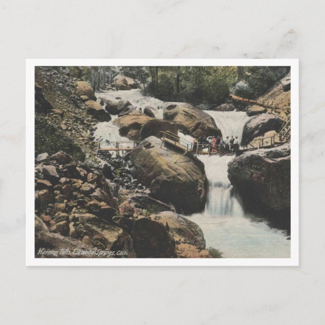 Cartão Postal Pueblo CO, Harmon Falls, Primaveras Eldorado 1909 (Frente)