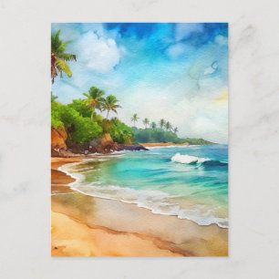 Cartão Postal Puerto Rico Beach Watercolor